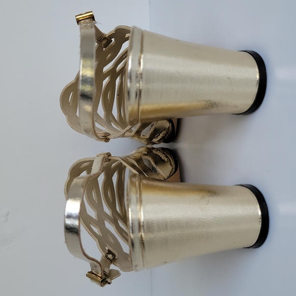 Lifestride Cuscino Vintage Made In USA Vintage Gold Block Heeled Sandals 7.5 N - Picture 3 of 16